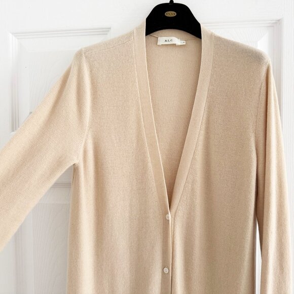 A.L.C Merino Wool Long Cardigan in Cream, size Small (fits XS/S) - Picture 2 of 7